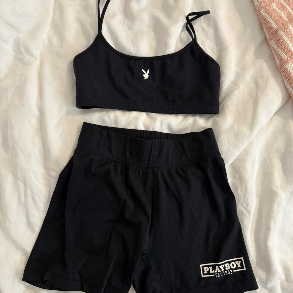PLAYBOY Black Sports Top & Bottom (Set)